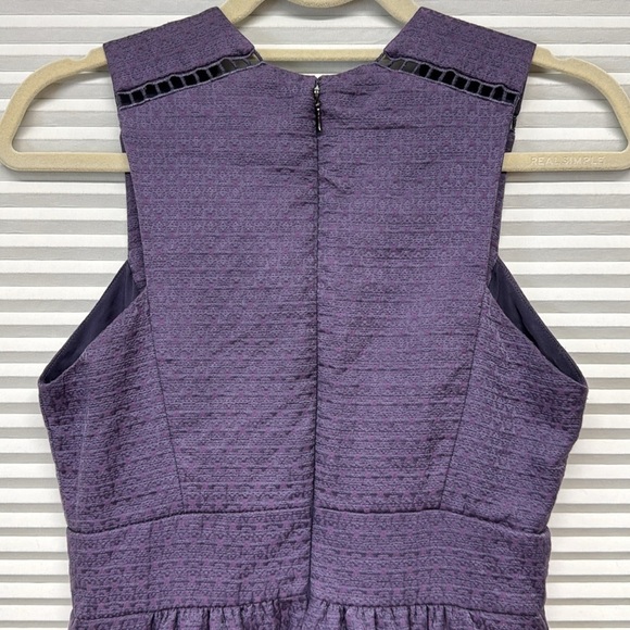 Rebecca Taylor Purple Matelasse Textured V-Neck Sleeveless Dress Size 2 - Picture 5 of 9